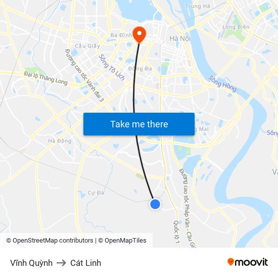 Vĩnh Quỳnh to Cát Linh map