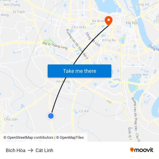 Bích Hòa to Cát Linh map