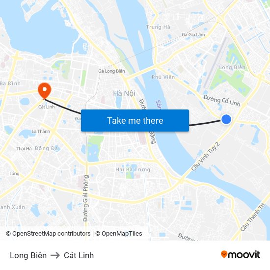 Long Biên to Cát Linh map