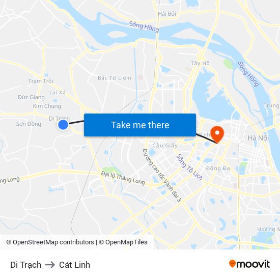 Di Trạch to Cát Linh map