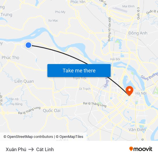 Xuân Phú to Cát Linh map