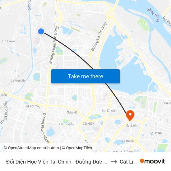 Đối Diện Học Viện Tài Chính - Đường Đức Thắng to Cát Linh map