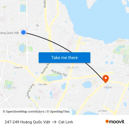 247-249 Hoàng Quốc Việt to Cát Linh map