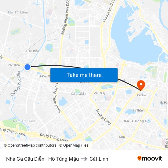 Nhà Ga Cầu Diễn - Hồ Tùng Mậu to Cát Linh map