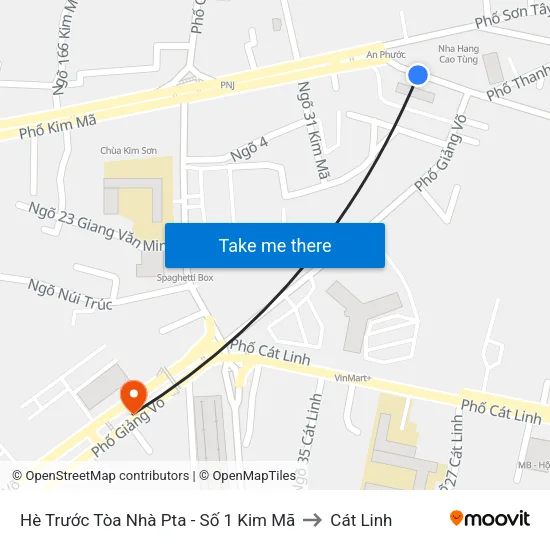 Hè Trước Tòa Nhà Pta - Số 1 Kim Mã to Cát Linh map