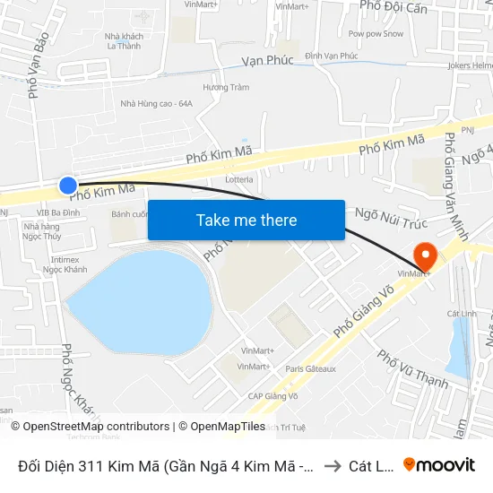 Đối Diện 311 Kim Mã (Gần Ngã 4 Kim Mã - Vạn Bảo) to Cát Linh map