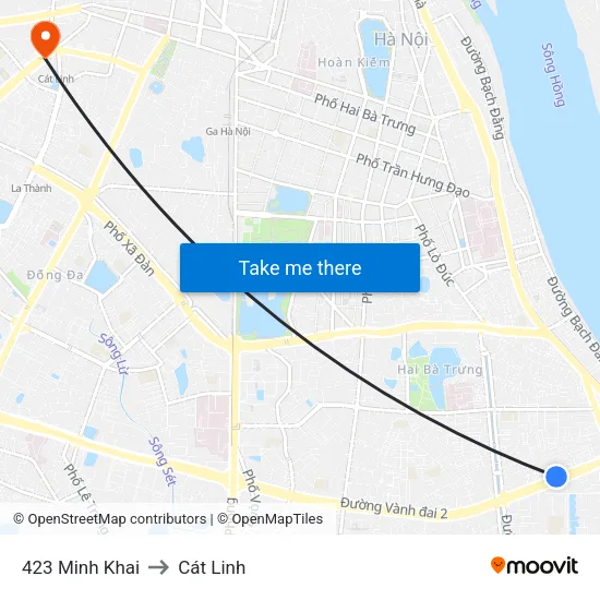 423 Minh Khai to Cát Linh map