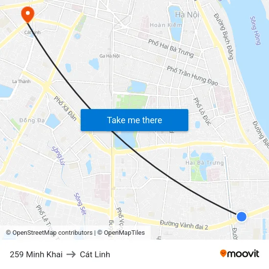 259 Minh Khai to Cát Linh map
