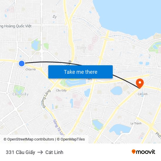 331 Cầu Giấy to Cát Linh map