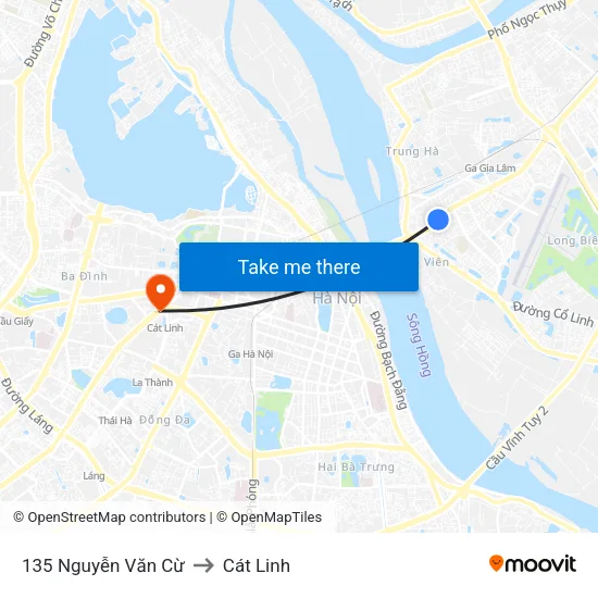 135 Nguyễn Văn Cừ to Cát Linh map