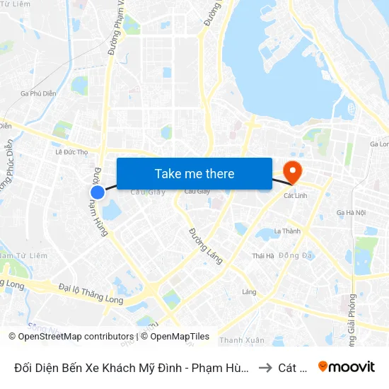 Đối Diện Bến Xe Khách Mỹ Đình - Phạm Hùng (Cột Trước) to Cát Linh map