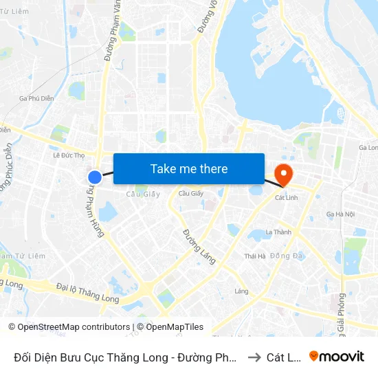 Đối Diện Bưu Cục Thăng Long - Đường Phạm Hùng to Cát Linh map
