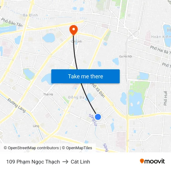 109 Phạm Ngọc Thạch to Cát Linh map