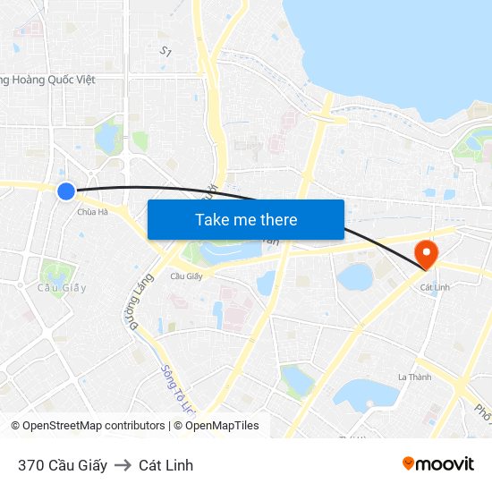 370 Cầu Giấy to Cát Linh map