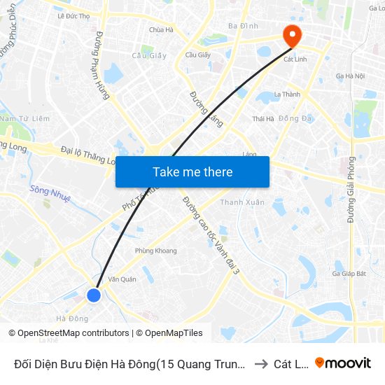 Đối Diện Bưu Điện Hà Đông(15 Quang Trung Hà Đông) to Cát Linh map