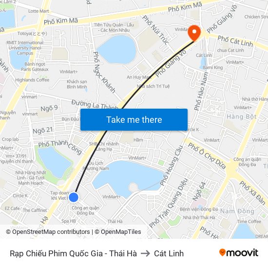 Rạp Chiếu Phim Quốc Gia - Thái Hà to Cát Linh map