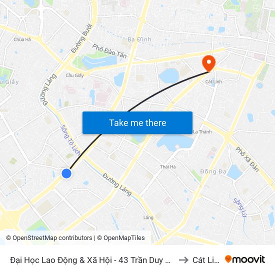 Đại Học Lao Động & Xã Hội - 43 Trần Duy Hưng to Cát Linh map