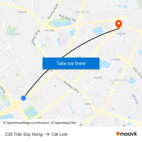 220 Trần Duy Hưng to Cát Linh map