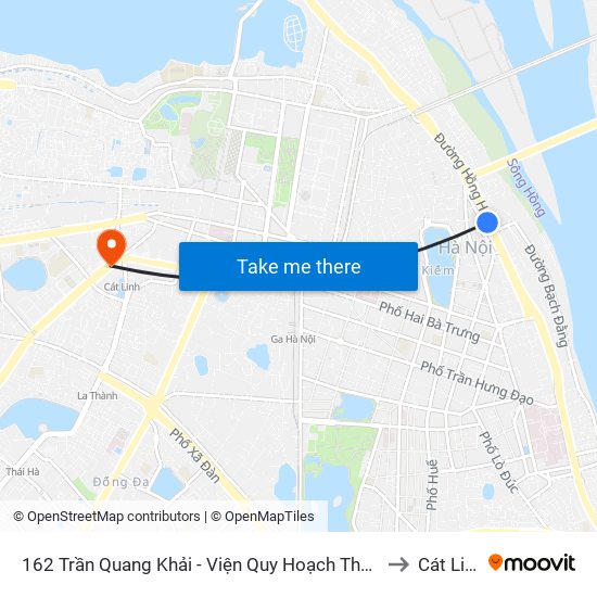 162 Trần Quang Khải - Viện Quy Hoạch Thủy Lợi to Cát Linh map