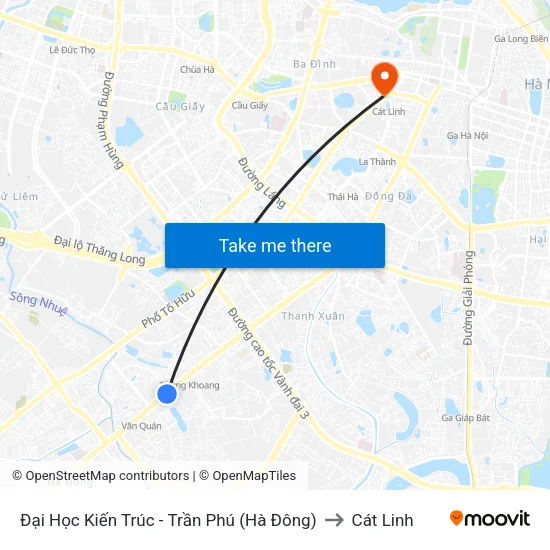 Đại Học Kiến Trúc - Trần Phú (Hà Đông) to Cát Linh map