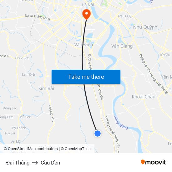 Đại Thắng to Cầu Dền map