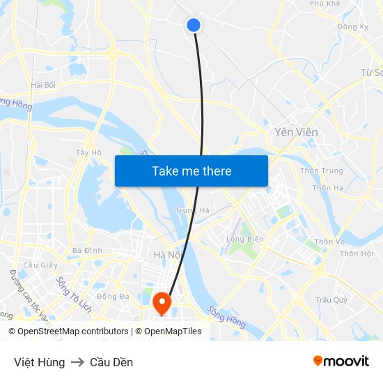 Việt Hùng to Cầu Dền map