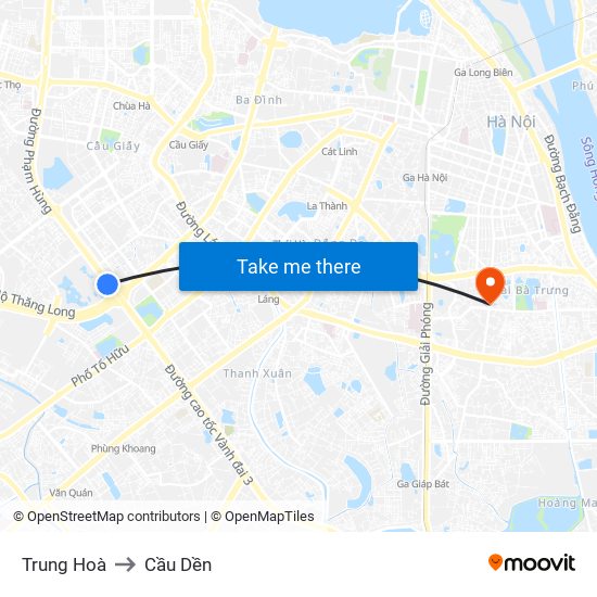 Trung Hoà to Cầu Dền map