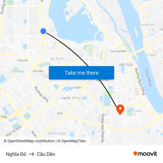 Nghĩa Đô to Cầu Dền map