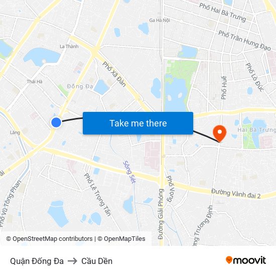 Quận Đống Đa to Cầu Dền map