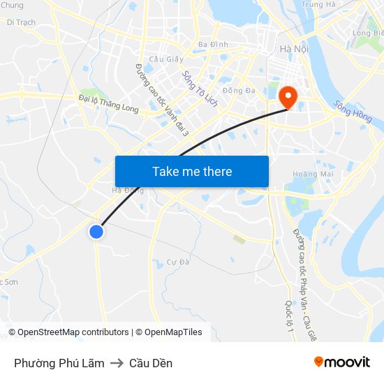 Phường Phú Lãm to Cầu Dền map