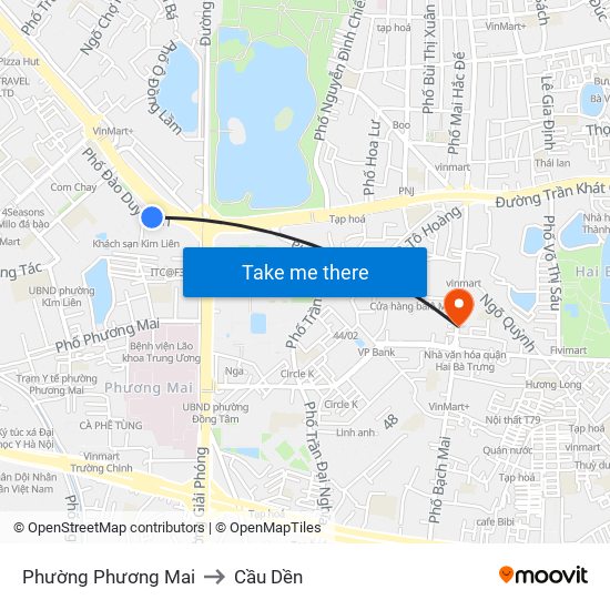 Phường Phương Mai to Cầu Dền map