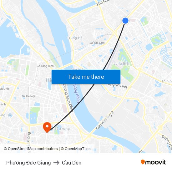 Phường Đức Giang to Cầu Dền map