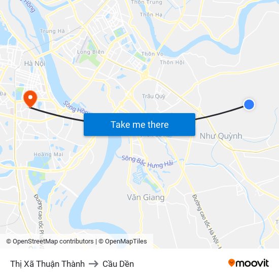 Thị Xã Thuận Thành to Cầu Dền map