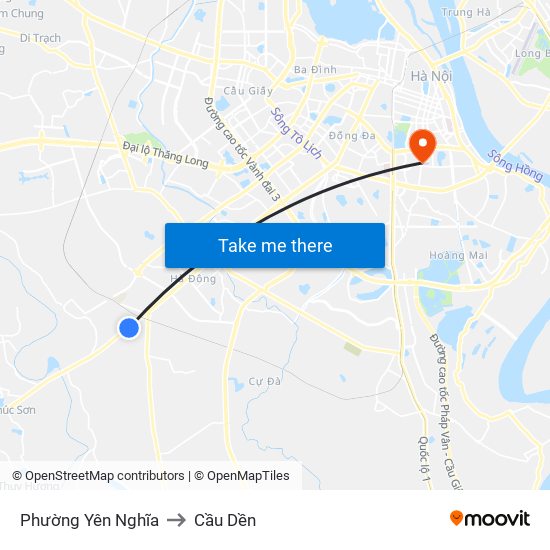 Phường Yên Nghĩa to Cầu Dền map