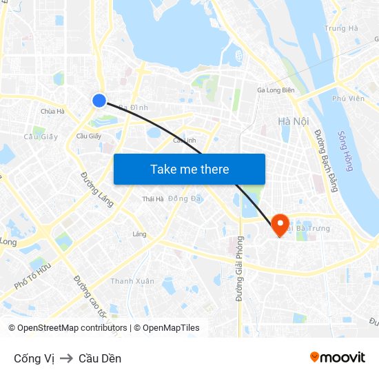 Cống Vị to Cầu Dền map