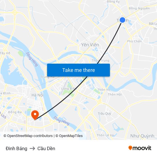 Đình Bảng to Cầu Dền map