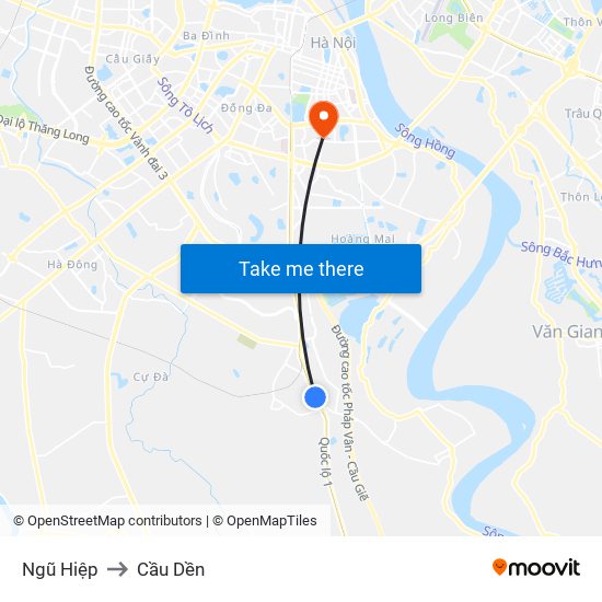 Ngũ Hiệp to Cầu Dền map