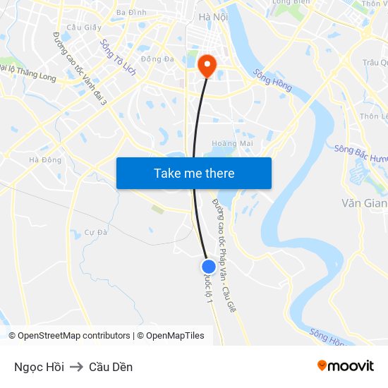 Ngọc Hồi to Cầu Dền map