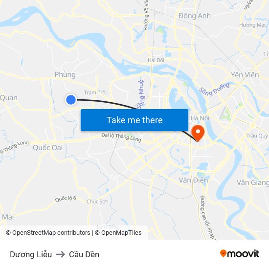 Dương Liễu to Cầu Dền map