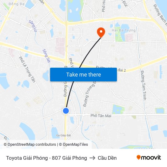 Toyota Giải Phóng - 807 Giải Phóng to Cầu Dền map