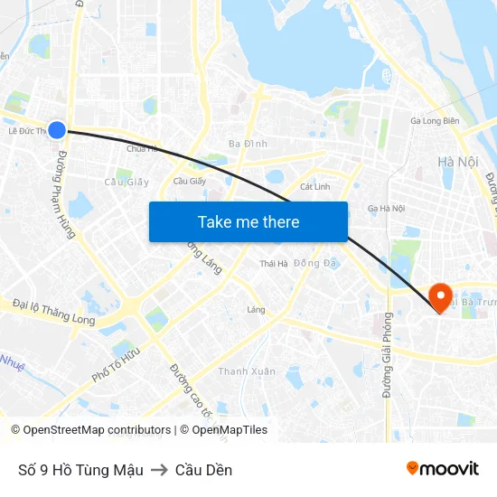 Số 9 Hồ Tùng Mậu to Cầu Dền map