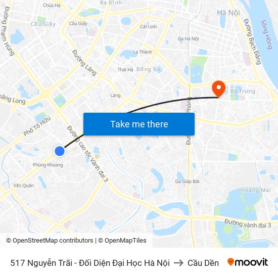 517 Nguyễn Trãi - Đối Diện Đại Học Hà Nội to Cầu Dền map