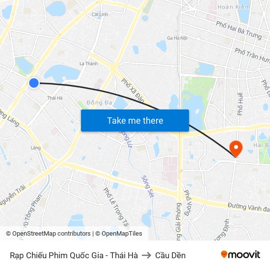 Rạp Chiếu Phim Quốc Gia - Thái Hà to Cầu Dền map