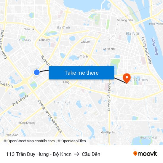 113 Trần Duy Hưng - Bộ Khcn to Cầu Dền map