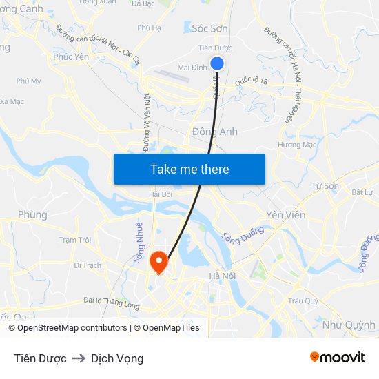 Tiên Dược to Dịch Vọng map