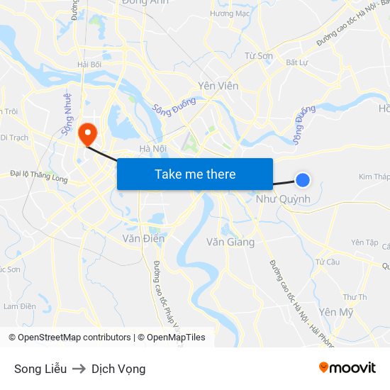 Song Liễu to Dịch Vọng map