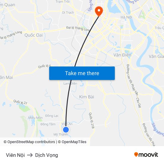 Viên Nội to Dịch Vọng map