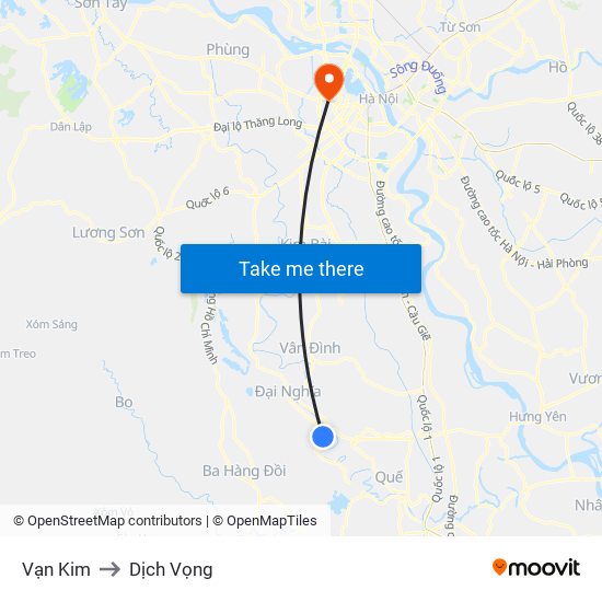 Vạn Kim to Dịch Vọng map