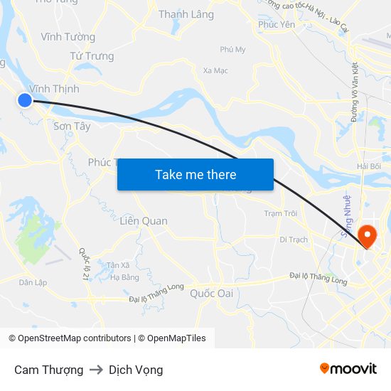 Cam Thượng to Dịch Vọng map