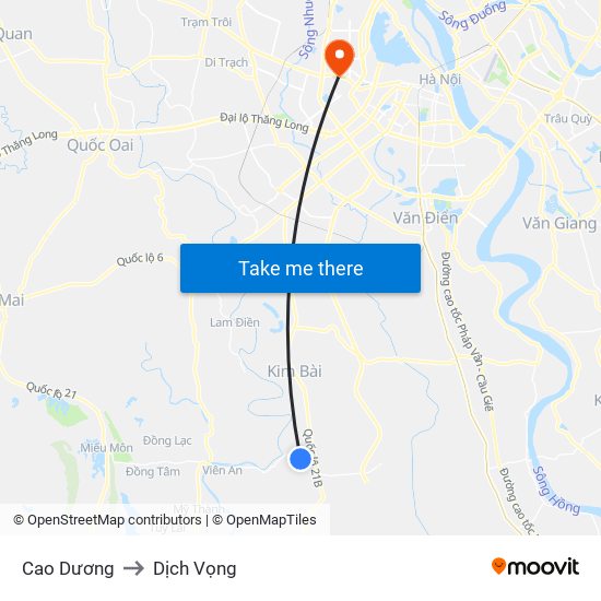 Cao Dương to Dịch Vọng map